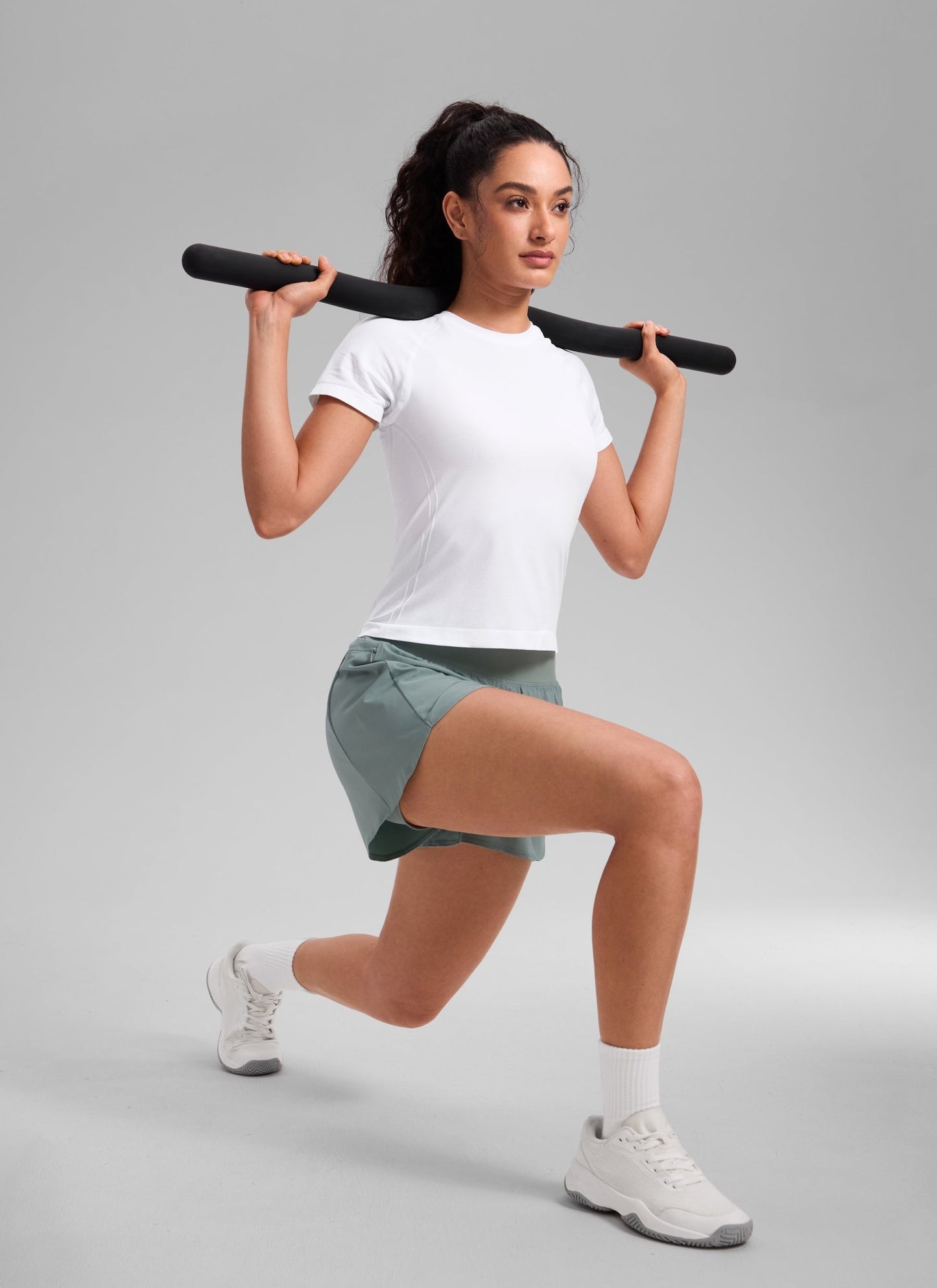 Seamless Waist Length Crewneck Short Sleeve