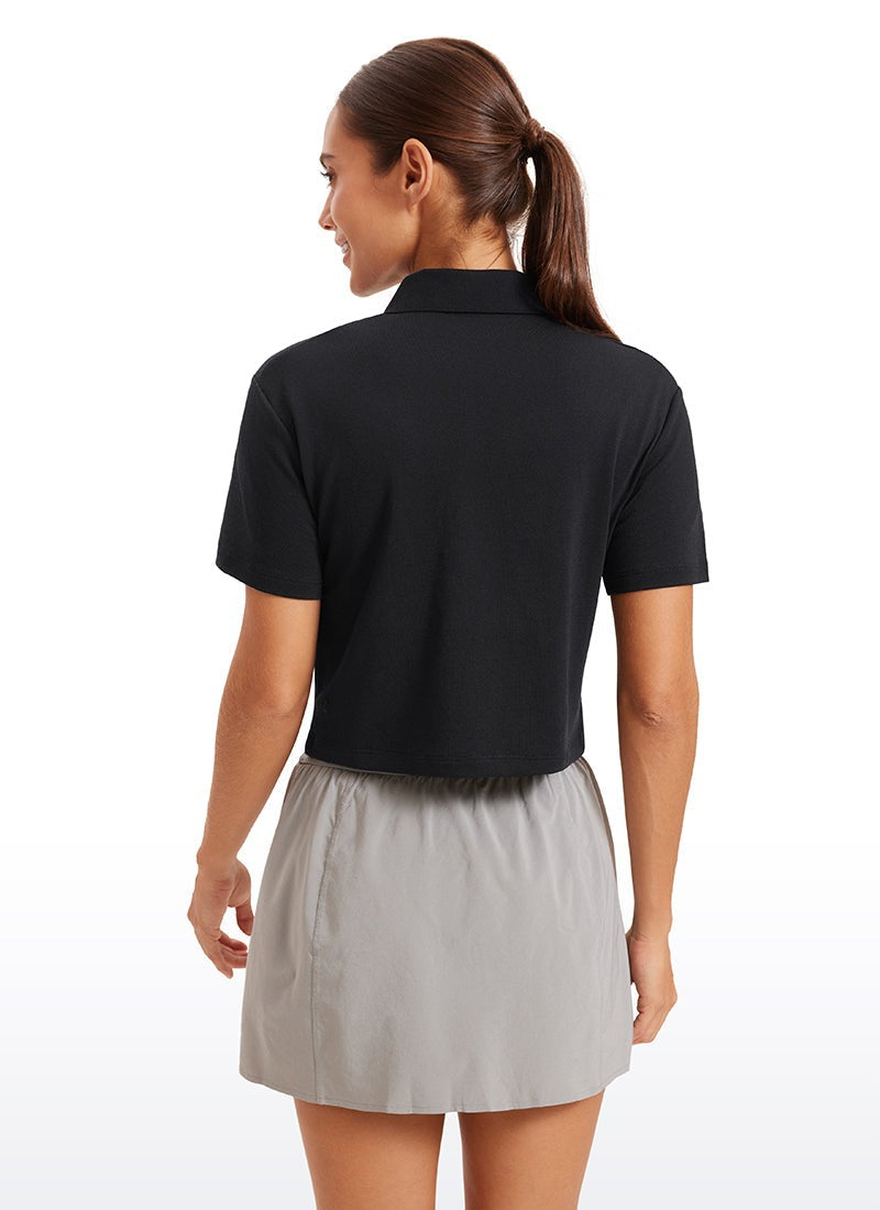 3 Button Collared Cropped Quick Dry Polo