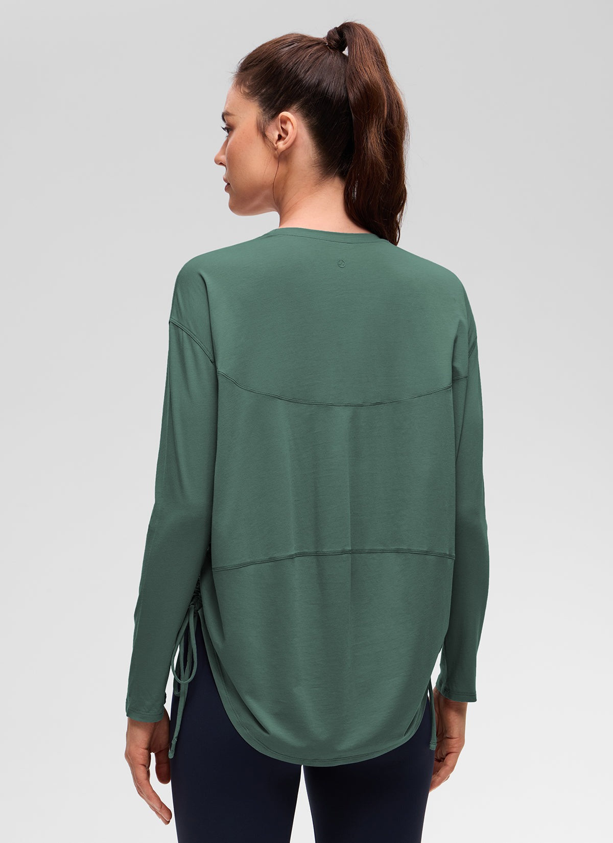Pima Cotton Hip Length Ruched Long Sleeve