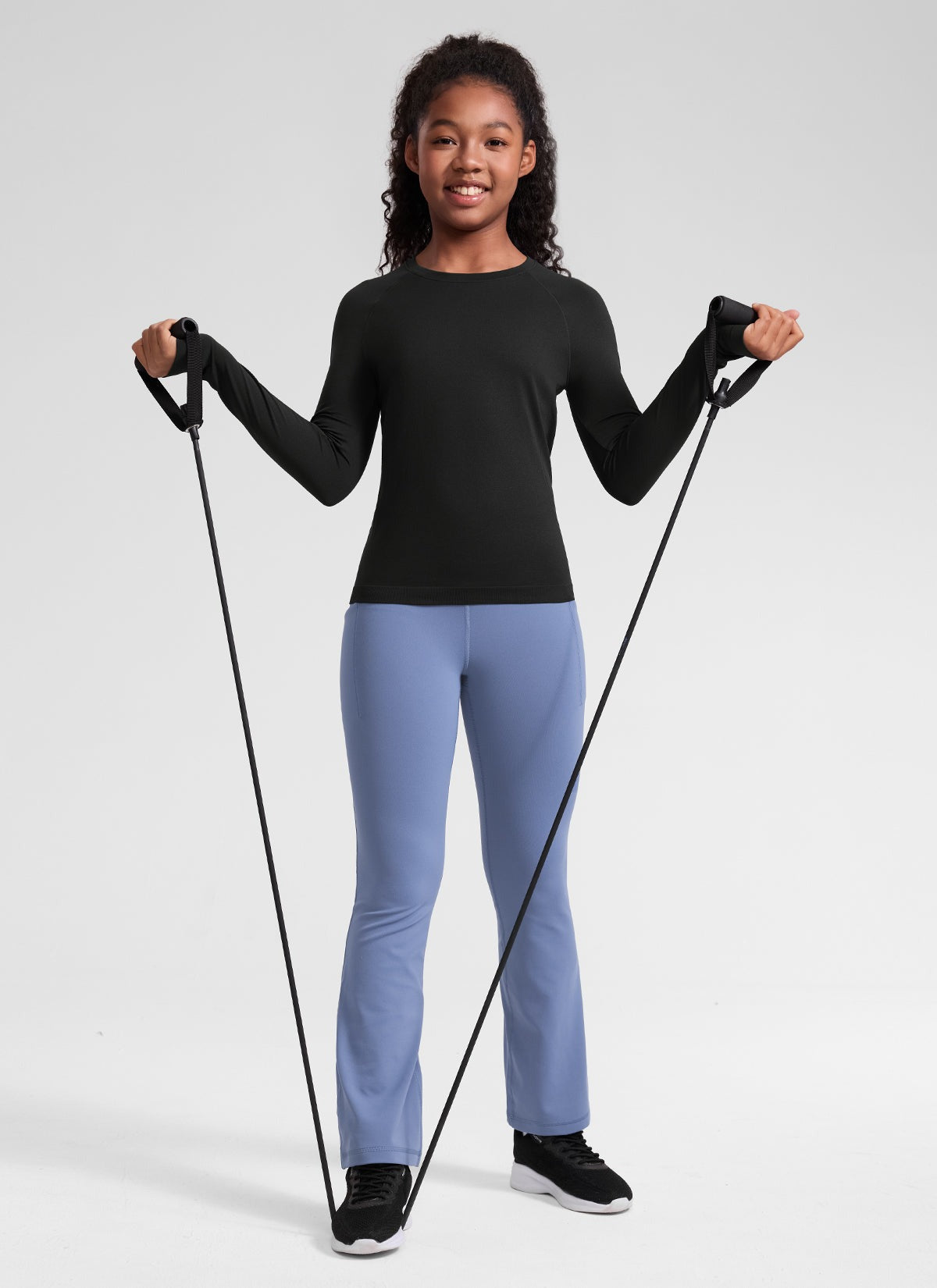 Girls Seamless Hip Length Long Sleeve