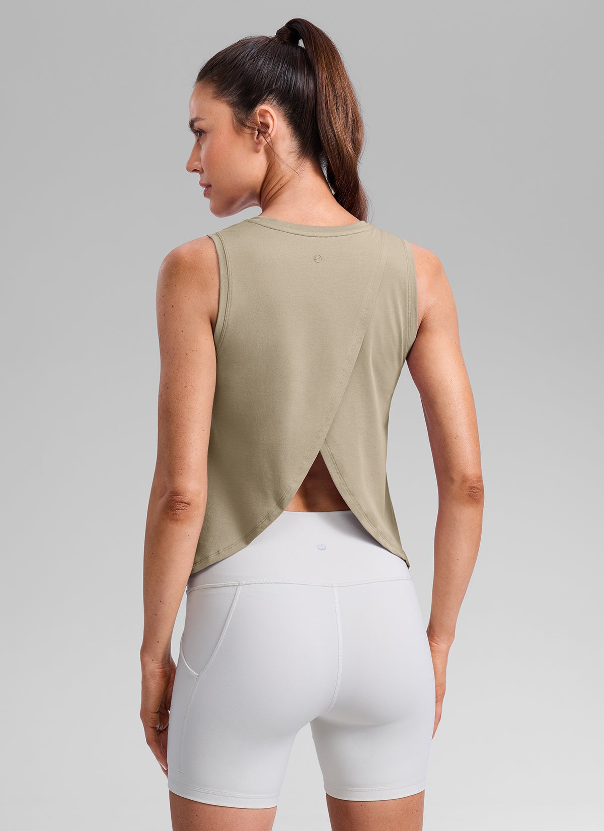Poly Cotton-Blend Open Split Back Tank