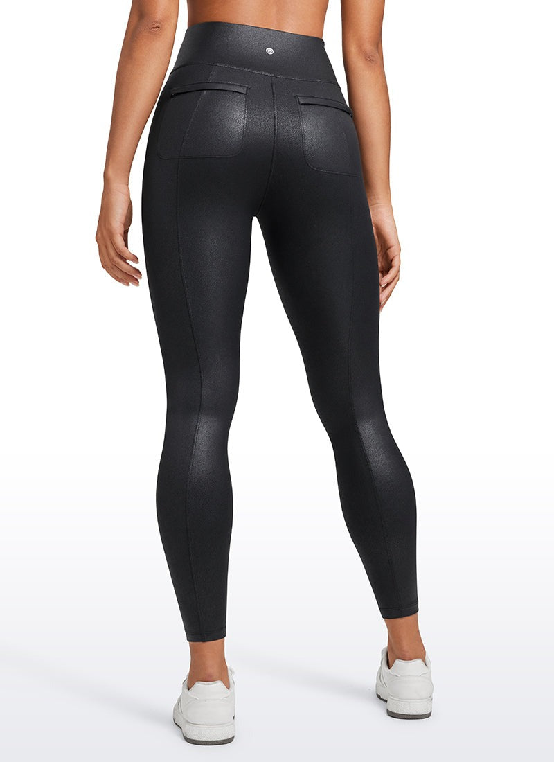 Faux Leather Back Pocket Legging 25"