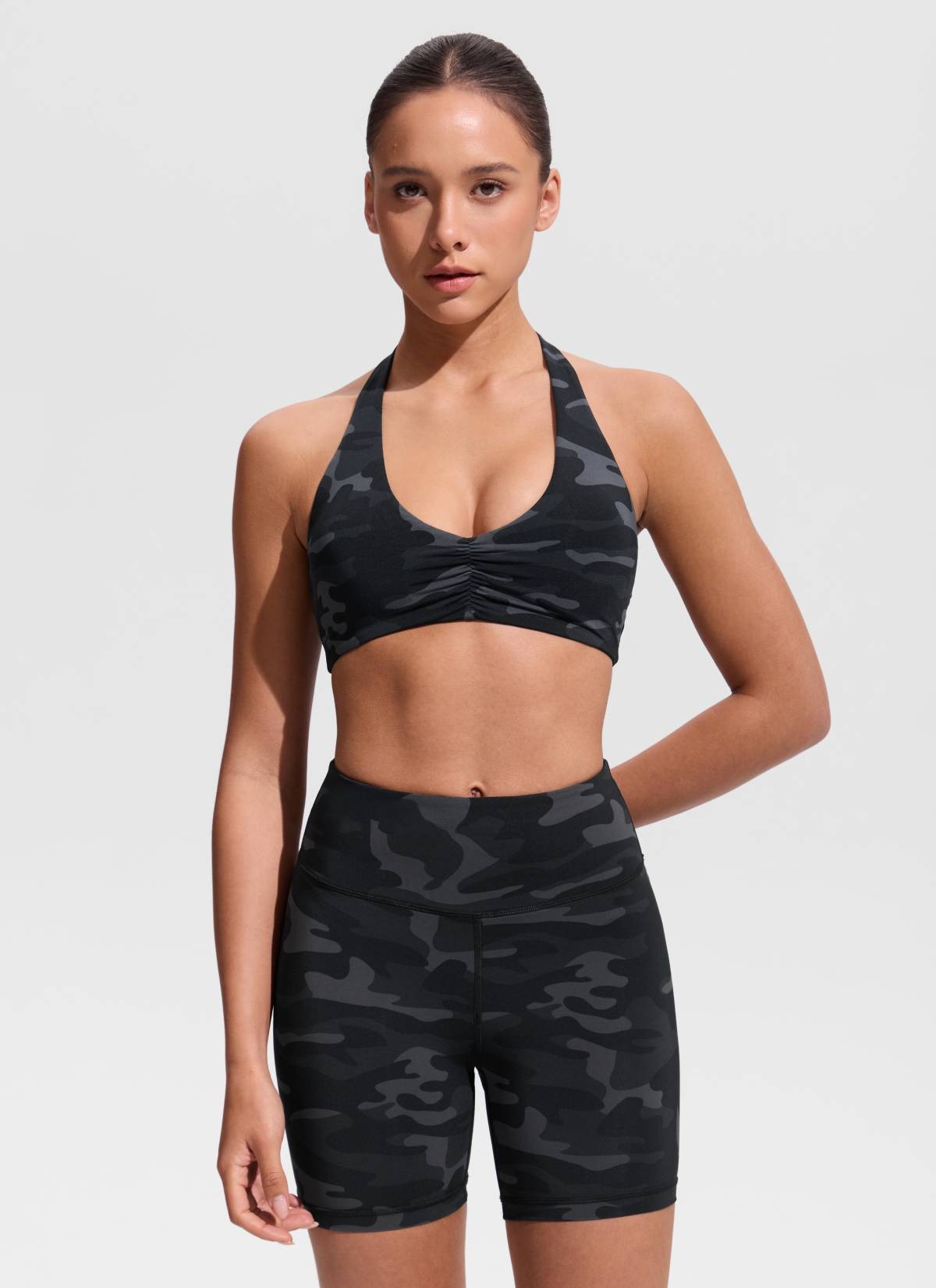 Ruched Front Halter Bikini Top
