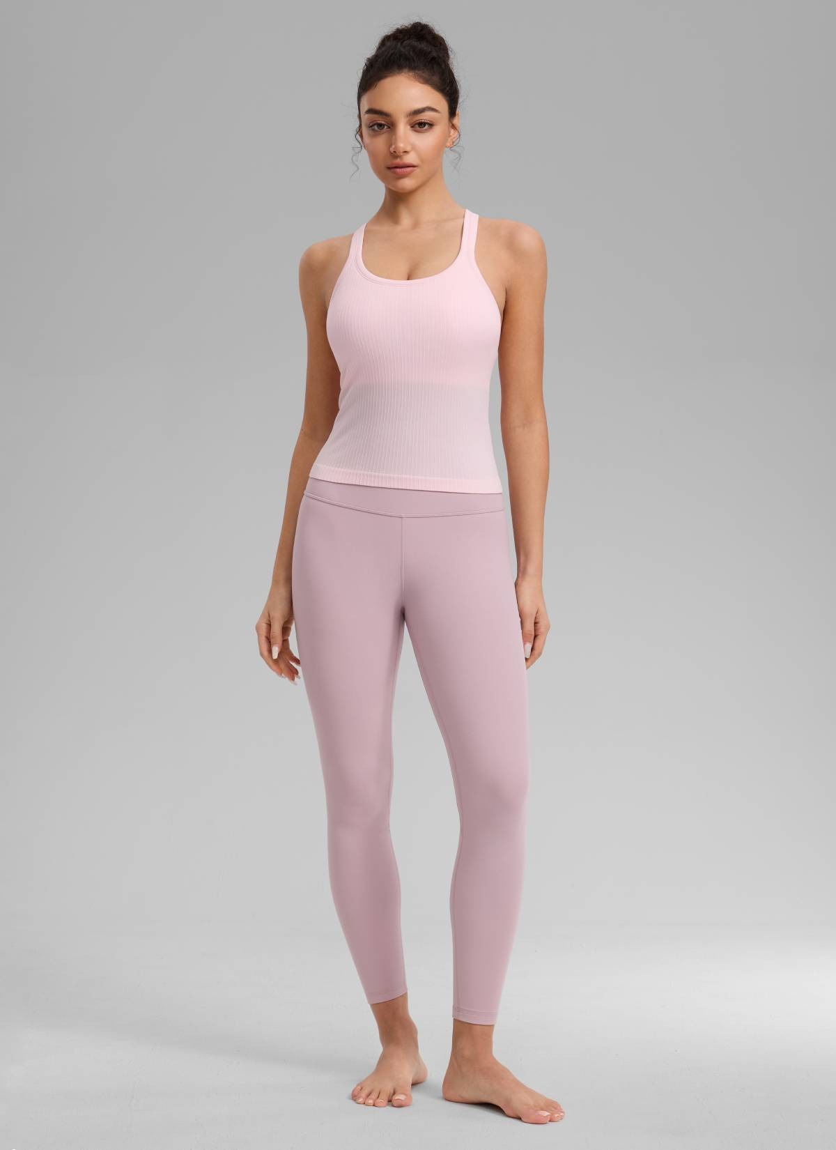 Seamless Racerback Built in Bra Ribbed Tank