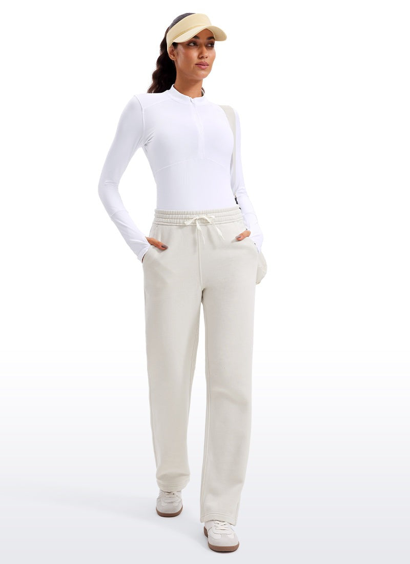 Brushed Half Zip Cropped Long Sleeve