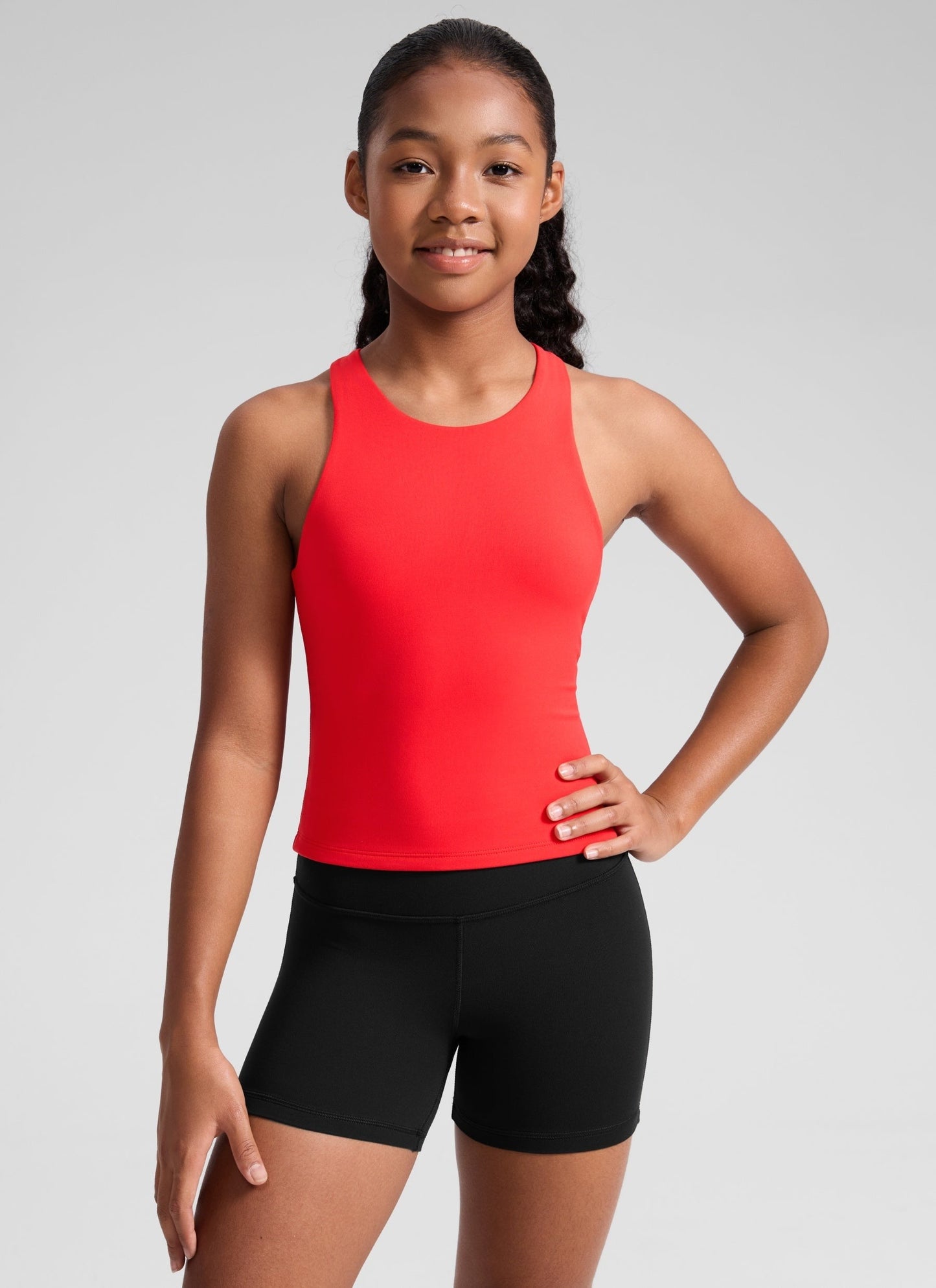 Butterluxe Girls Double Lined Racerback Tank Tops Waist Length