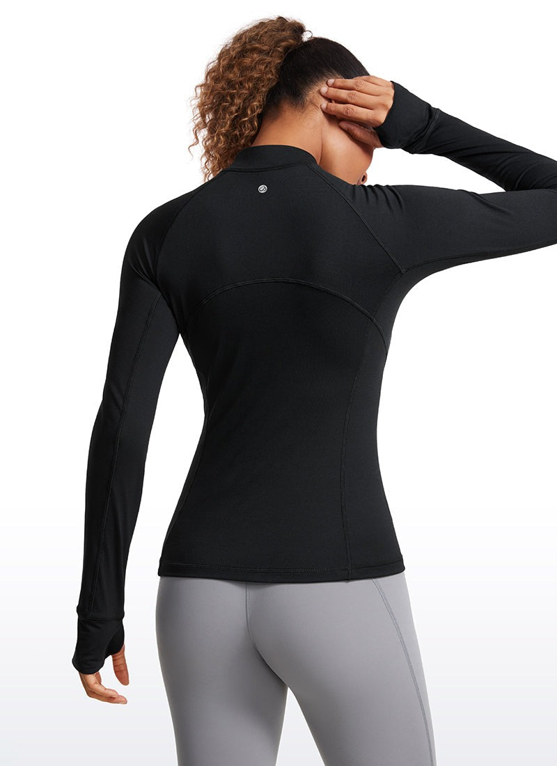 Brushed Thumbhole Half Zip Long Sleeve