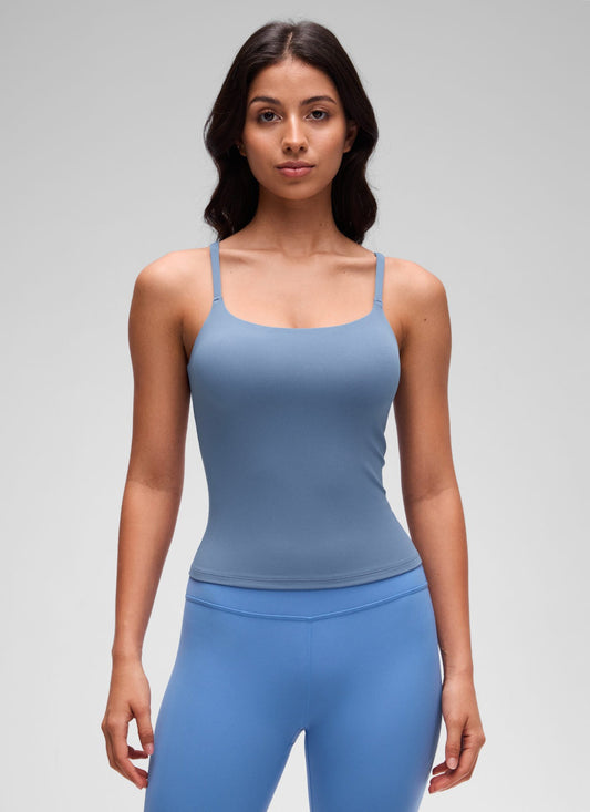 Softretch U Back Waist Length Built in Bra Tank