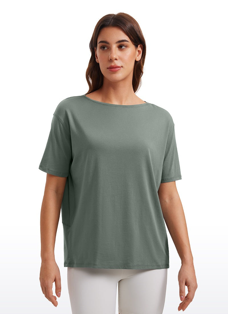 Pima Cotton Boat Neck Short Sleeve