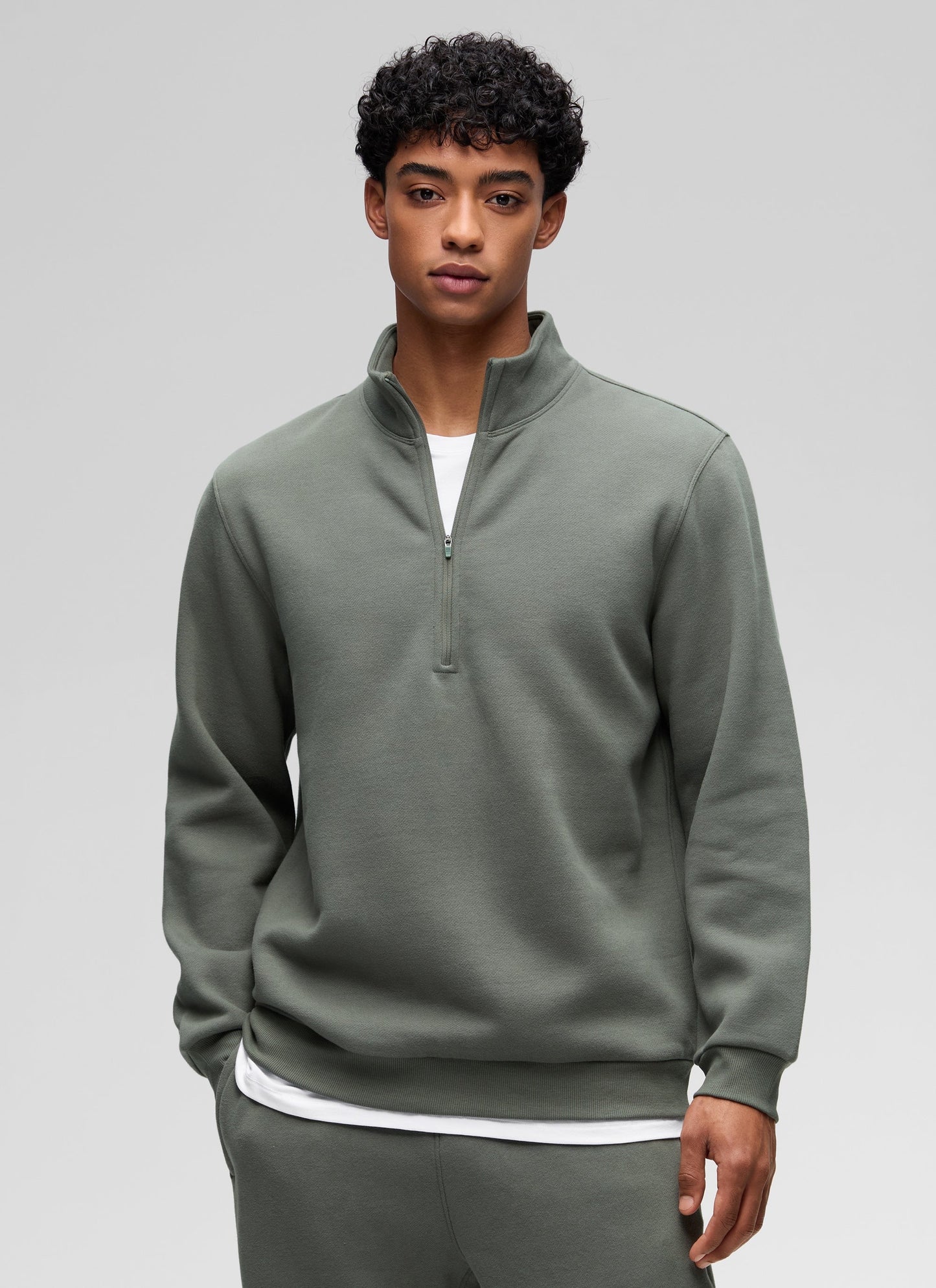 Fleece Lined Half Zip Sweatshirts Mock Neck