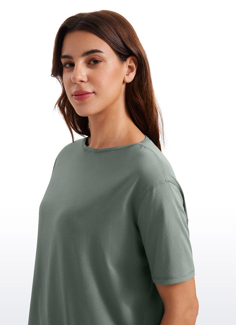 Pima Cotton Boat Neck Short Sleeve