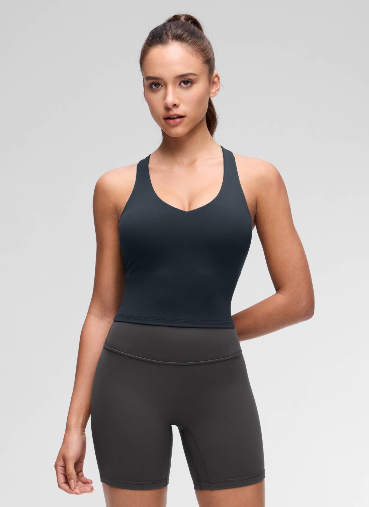 Butterluxe V Neck Racerback Shelf Bra Tank