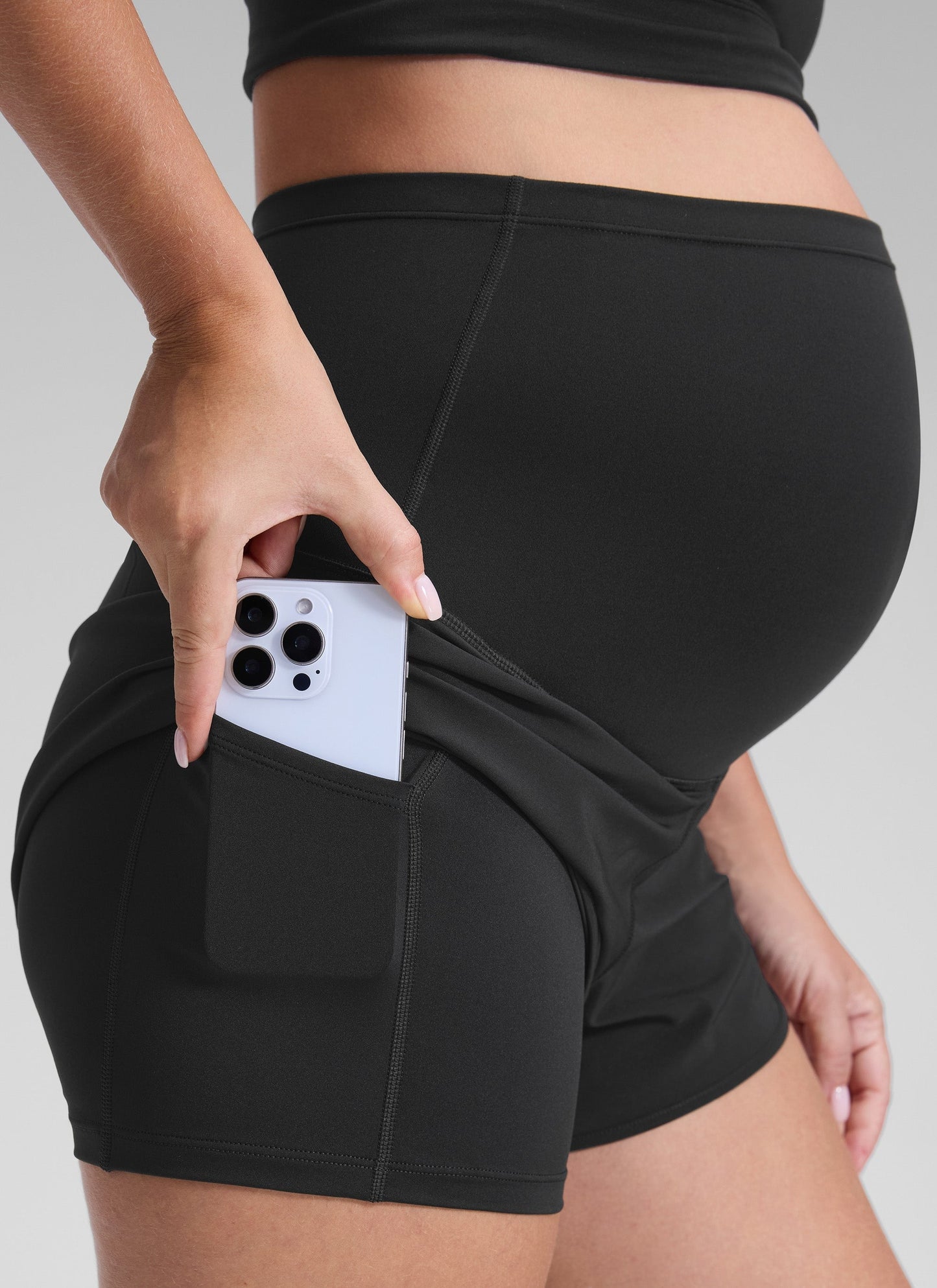 Feathery-Fit Soft 2 in 1 Maternity Shorts 3''