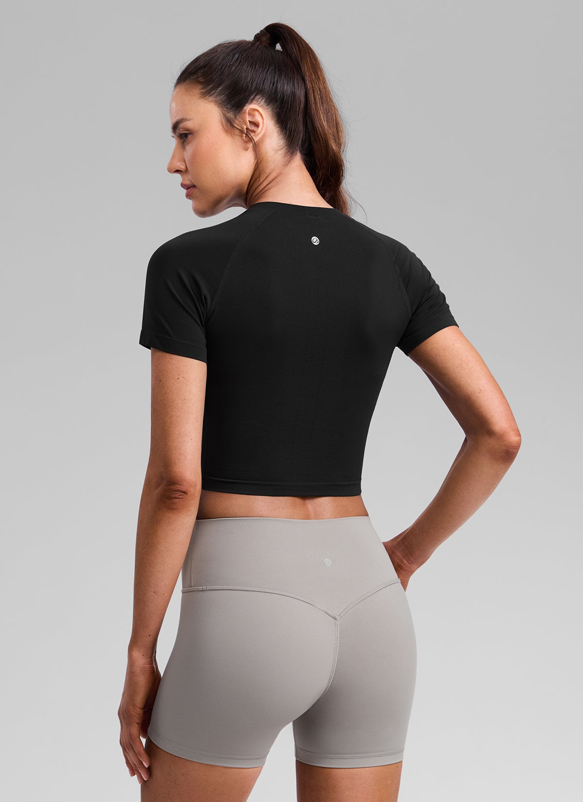 Seamless Crew Neck Cropped Short Sleeve