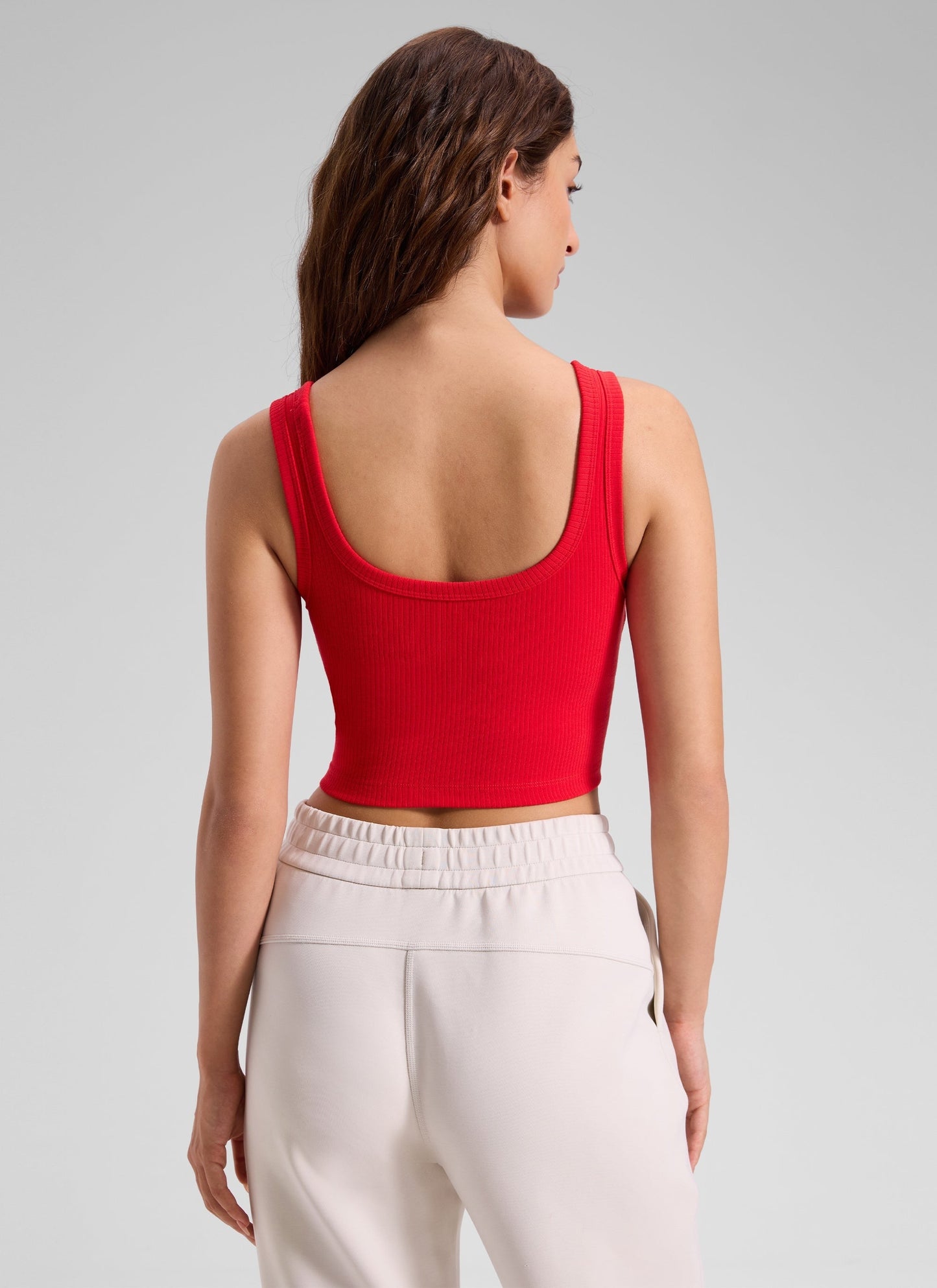 Ribbed U Neck Built in Bra Tank