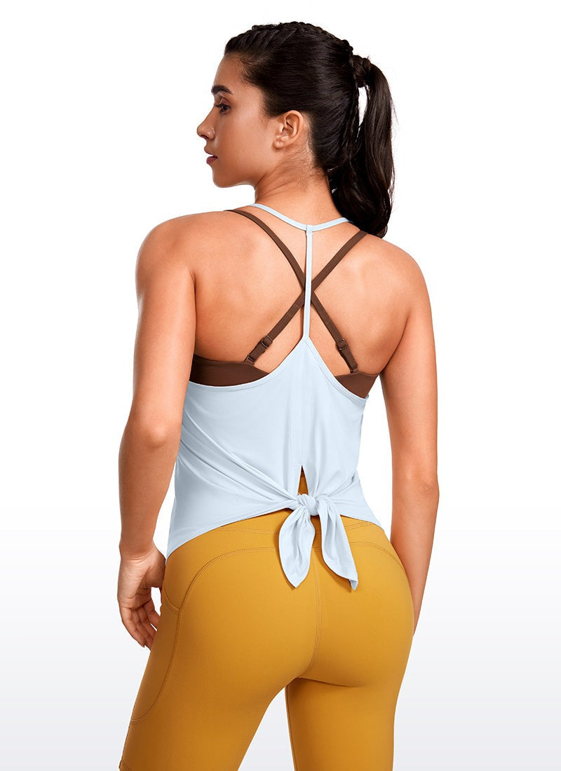Lightweight Tie Back Halter V Neck Tank