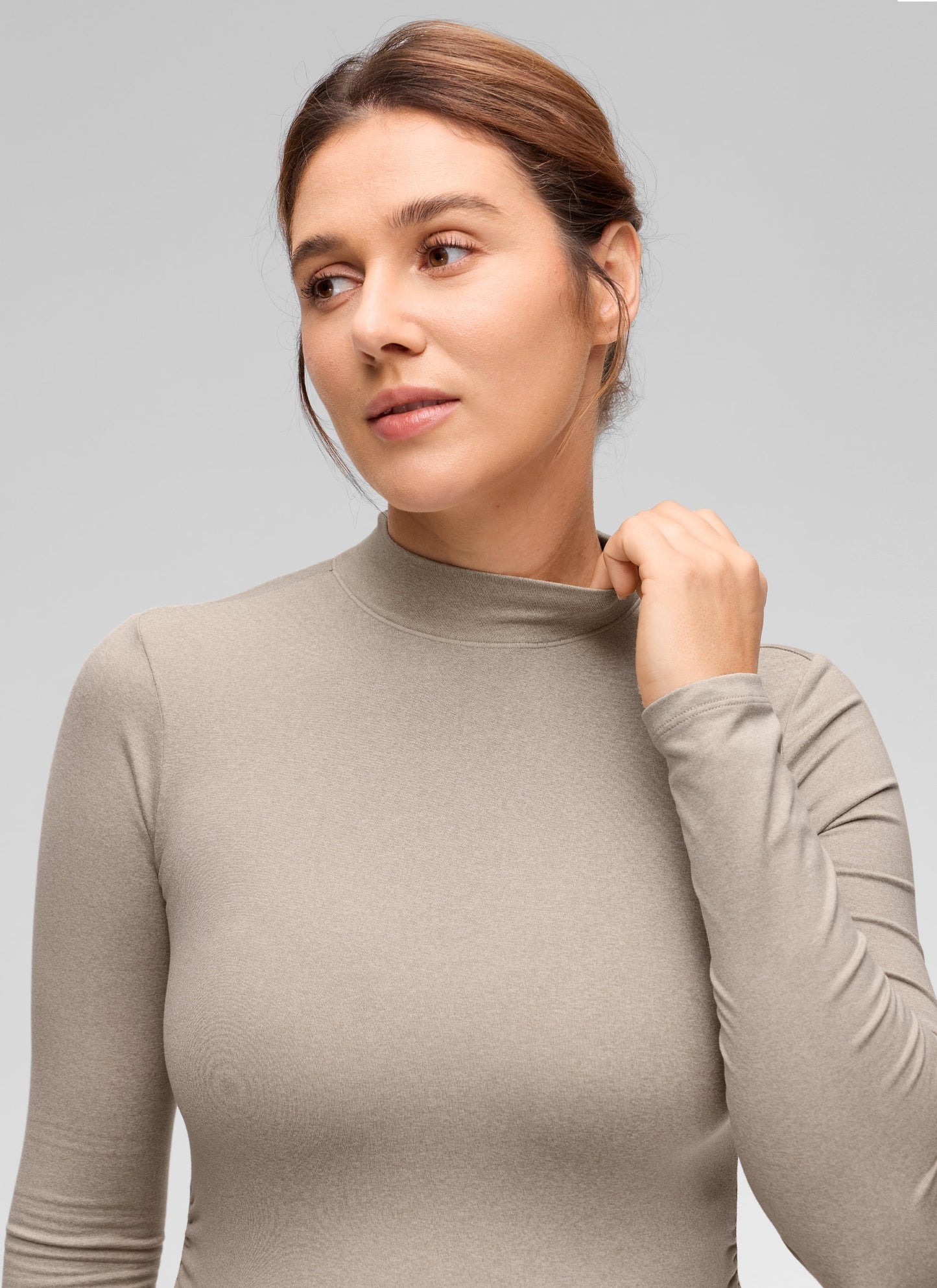 Cloud Jersey Maternity Mock Neck Ruched Shirt