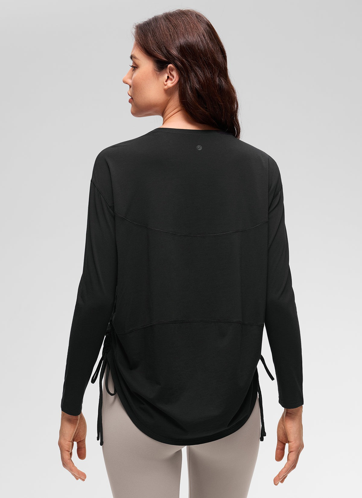 Pima Cotton Hip Length Ruched Long Sleeve