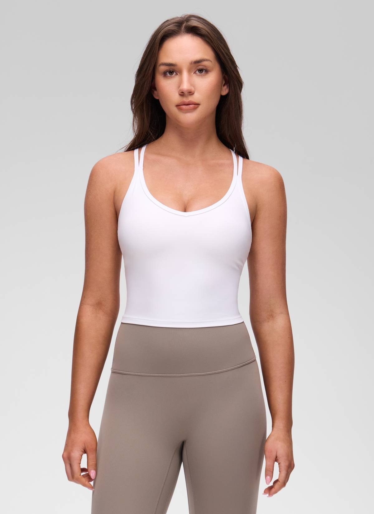 Butterluxe V Neck Cross Back Built in Bra Tank
