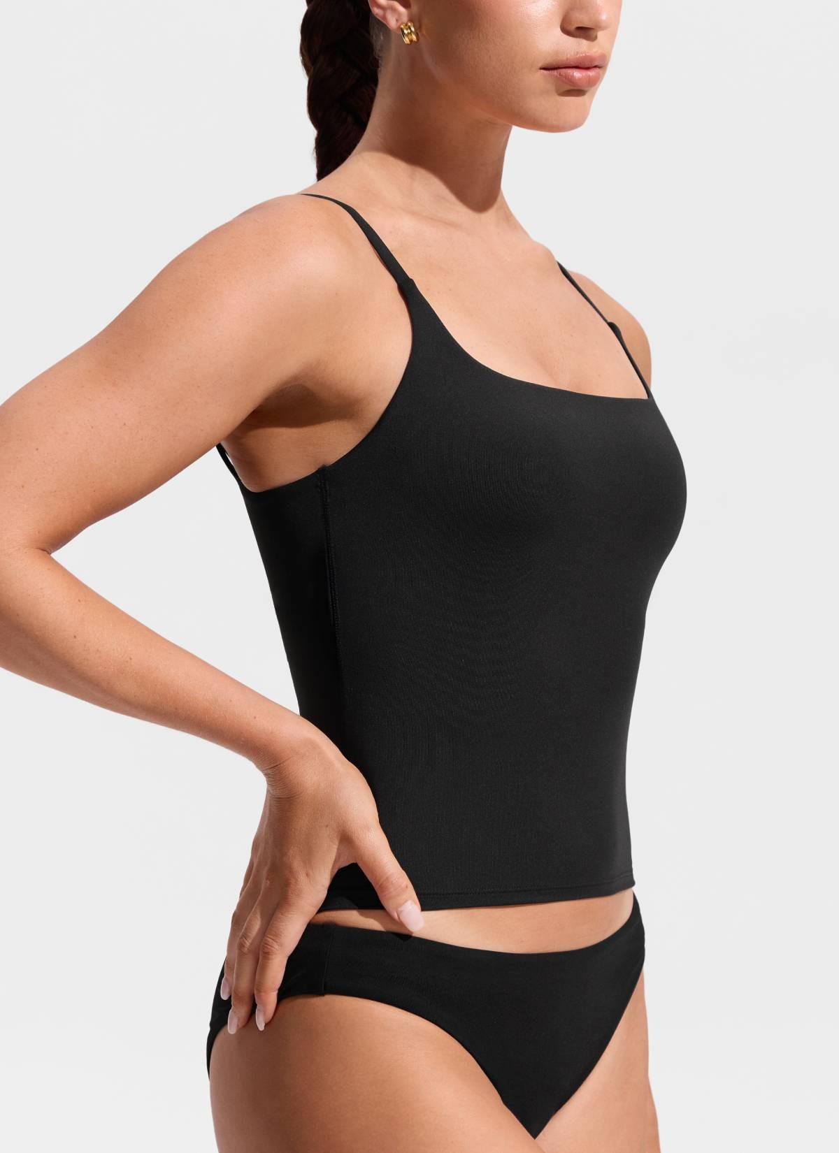 U Neck Twist Back Tankini Top