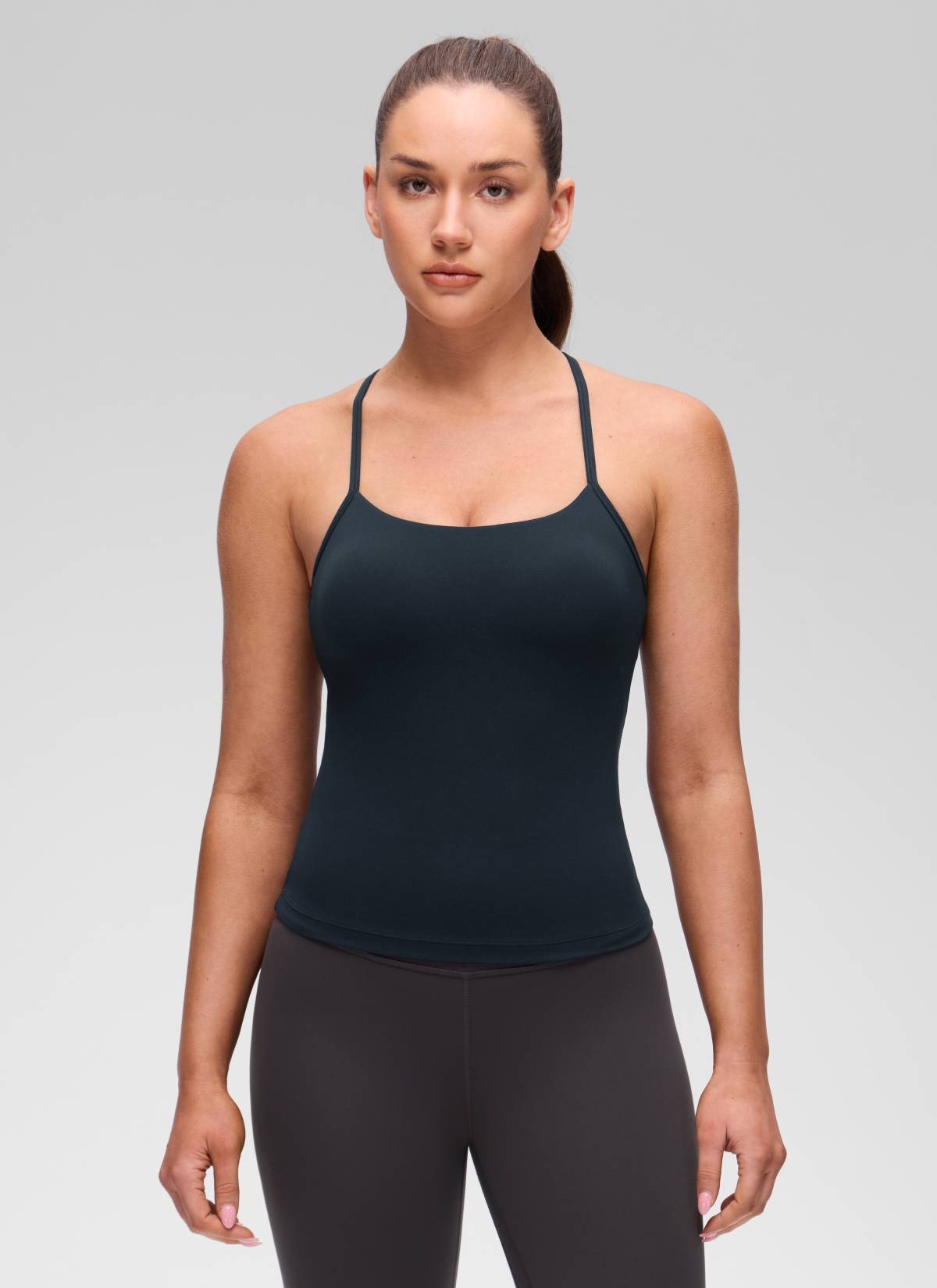 Butterluxe Waist Length Y Back Built in Bra Tank