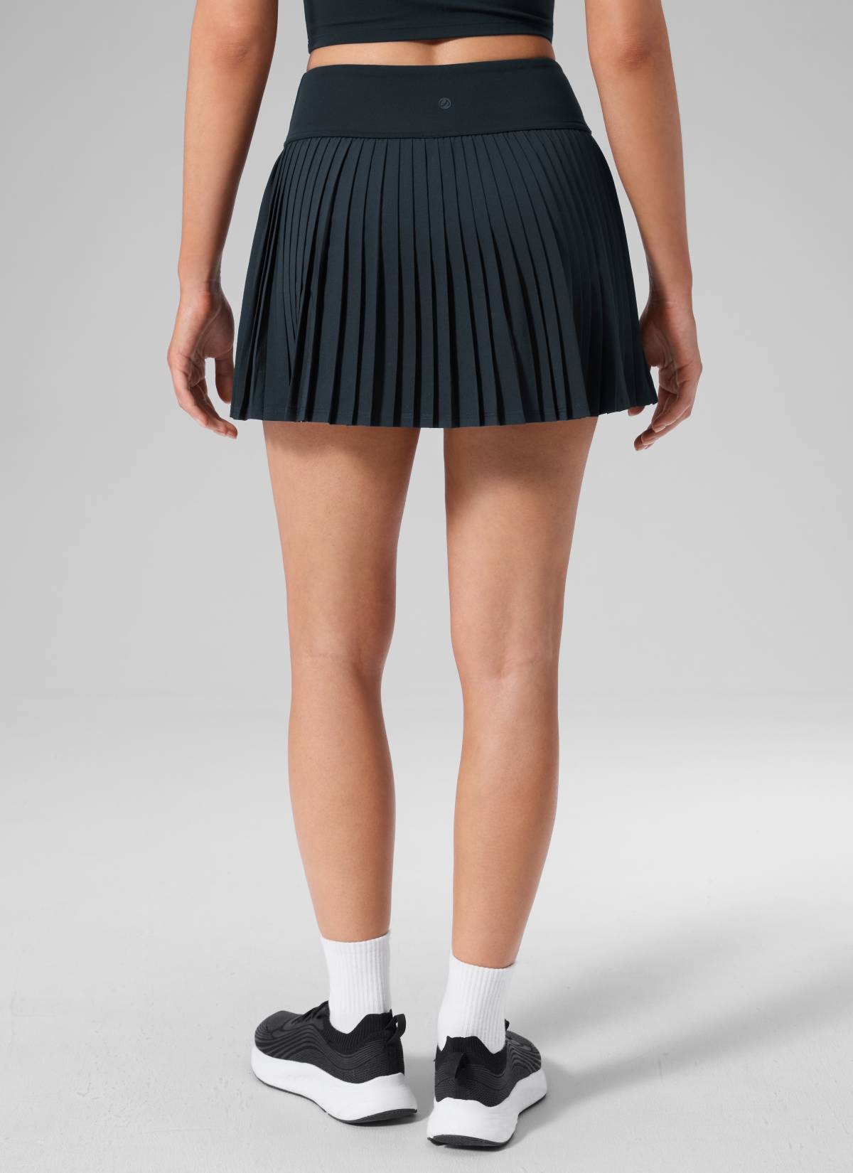 Dual-fabric Pleated Back Mini Tennis Skirt