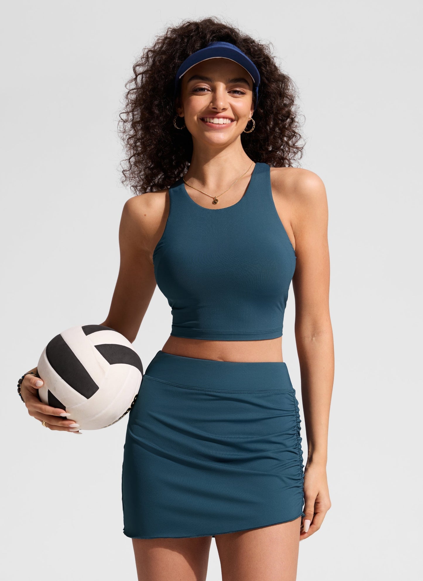 High Rise Asymmetric Side Ruched Swim Skirt