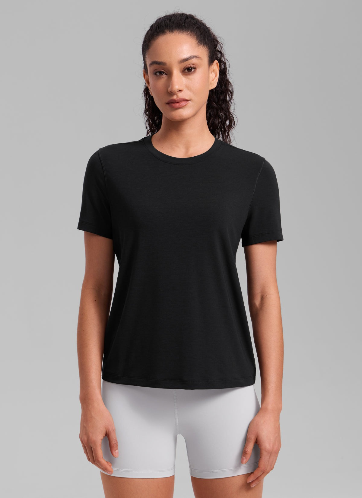 Quick Dry Crewneck Hip Length Short Sleeve