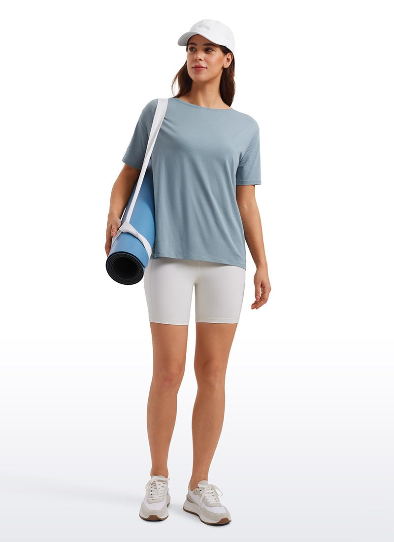 Pima Cotton Boat Neck Short Sleeve