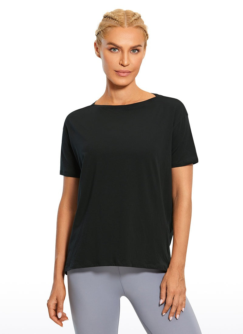 Pima Cotton Boat Neck Short Sleeve