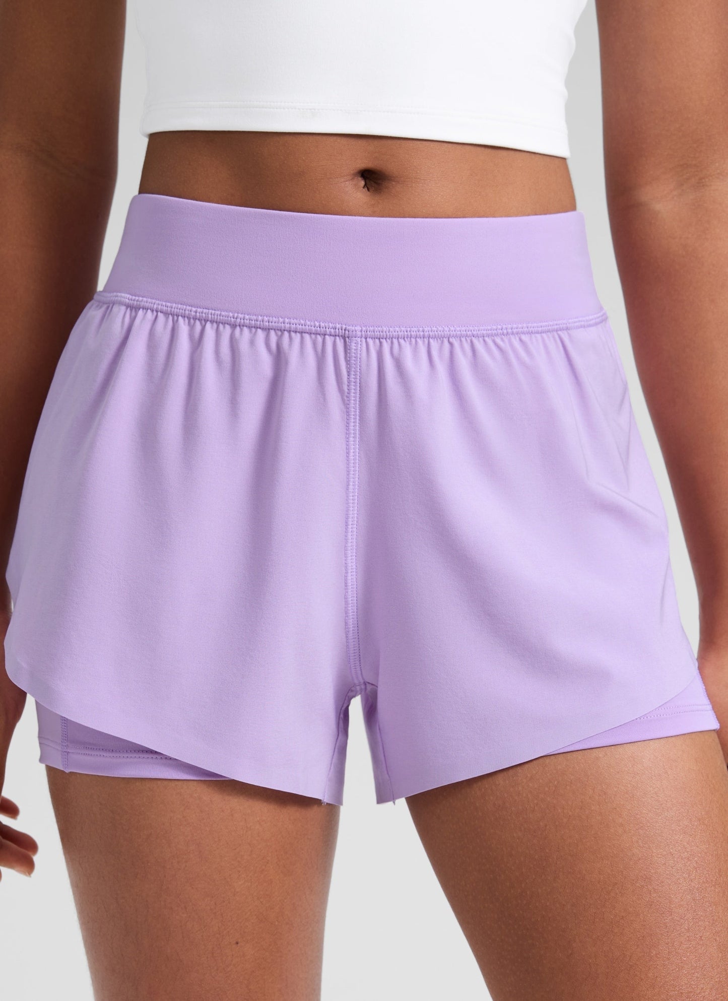 Feathery-Fit Soft Girls 2 in 1 High Rise Dolphin Lined Shorts 2.5''